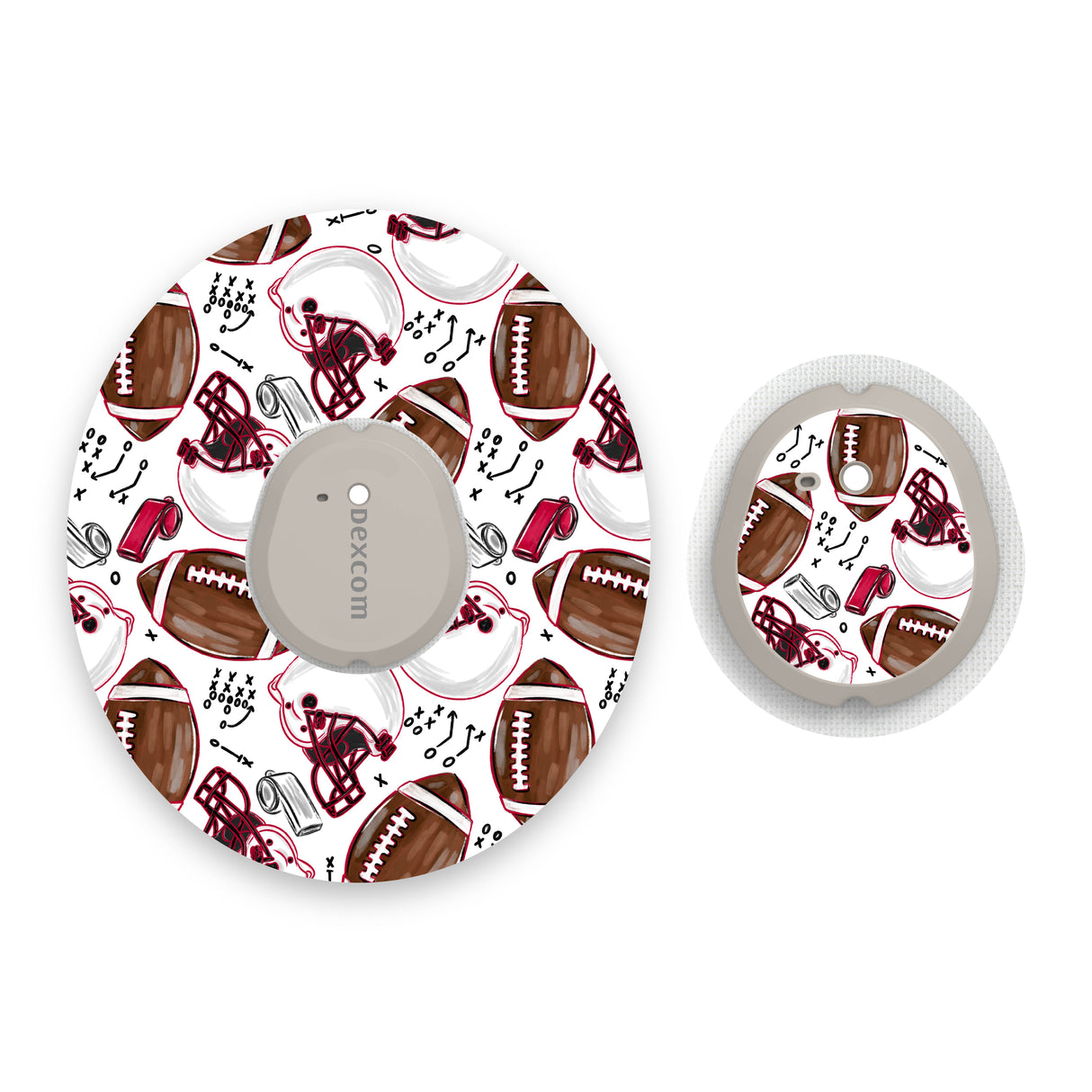 American Football Dexcom G7 Diabetes Patch with Matching Vinyl Centre Sticker