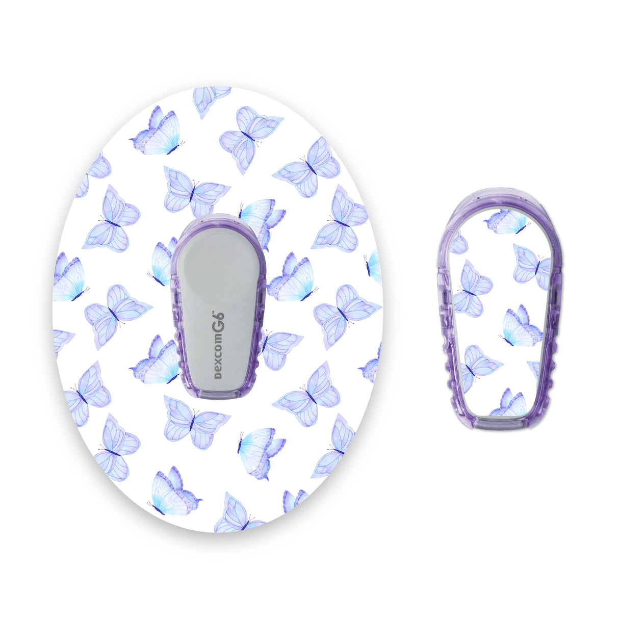 Baby Blue Butterflies Dexcom G6 Diabetes Patch with Matching Vinyl Centre Sticker