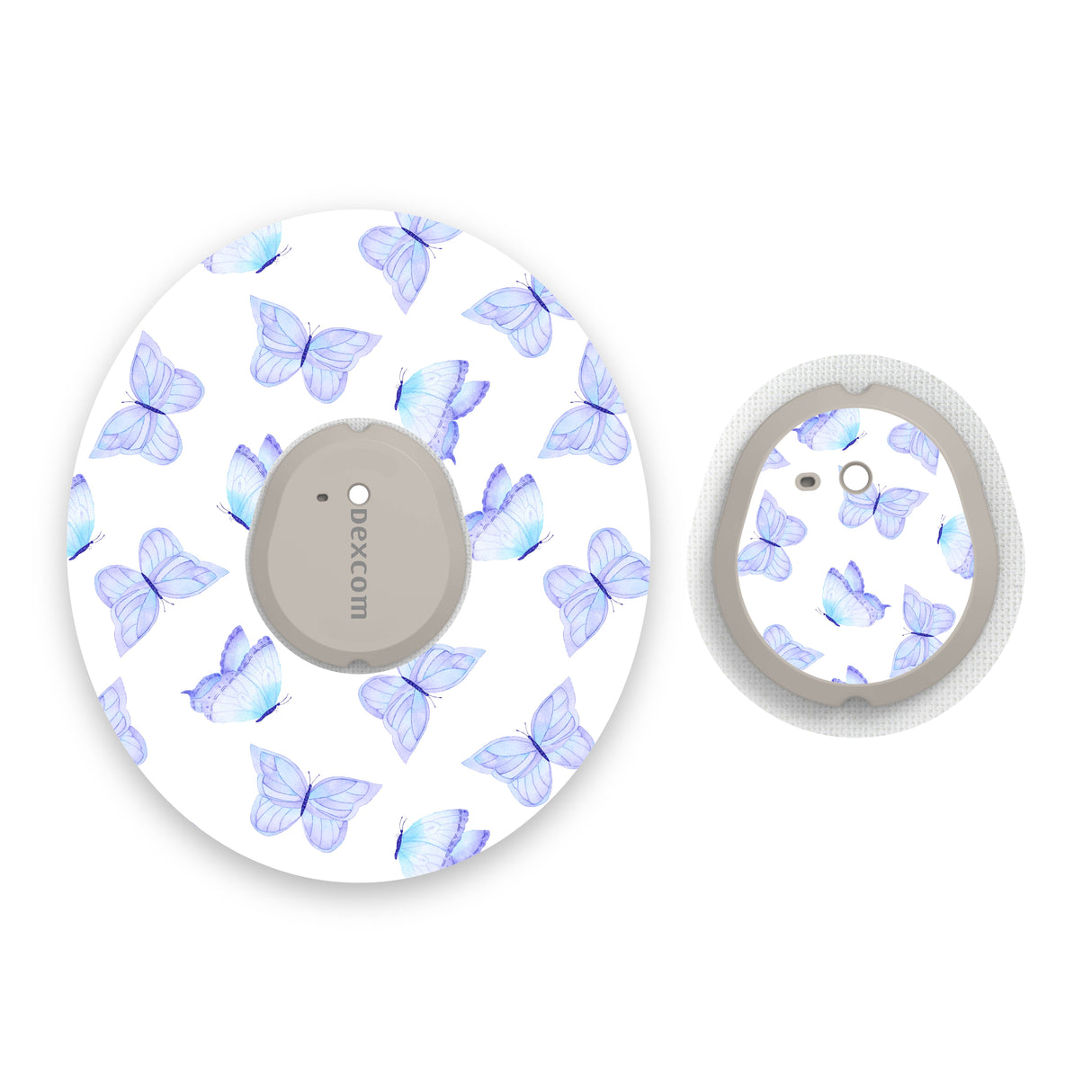 Baby Blue Butterflies Dexcom G7 Diabetes Patch with Matching Vinyl Centre Sticker