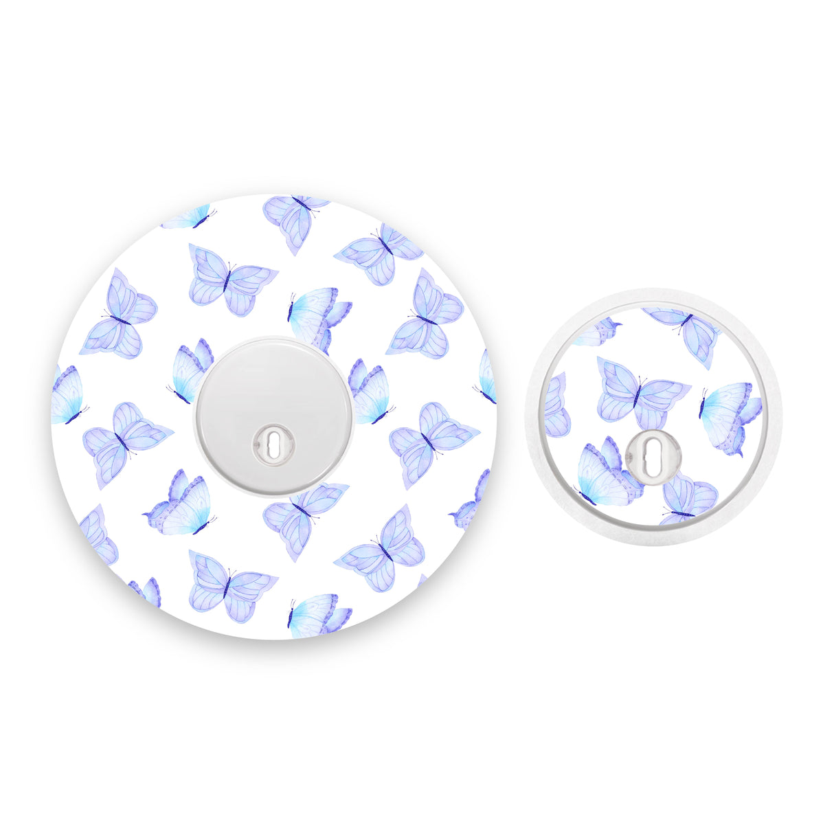 Baby Blue Butterflies Freestyle Libre 3 Diabetes Patch with Matching Vinyl Centre Sticker