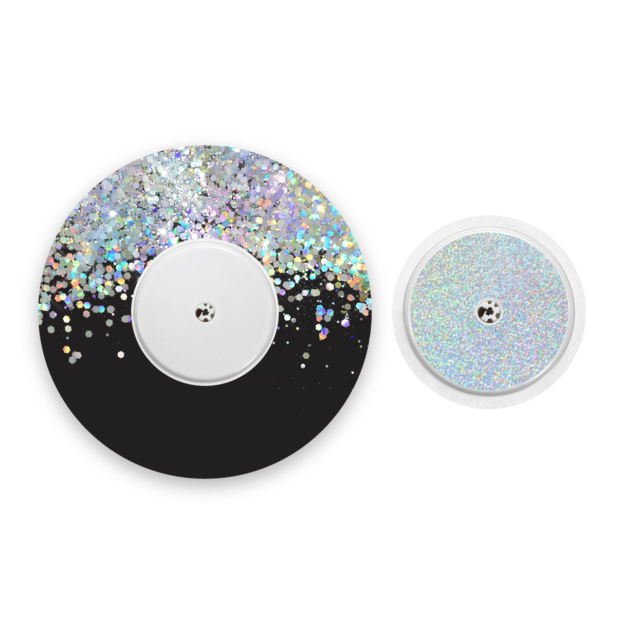 Black Printed Glitter Effect Freestyle Libre 2 Diabetes Patch with Silver Holographic Sparkle Sticker