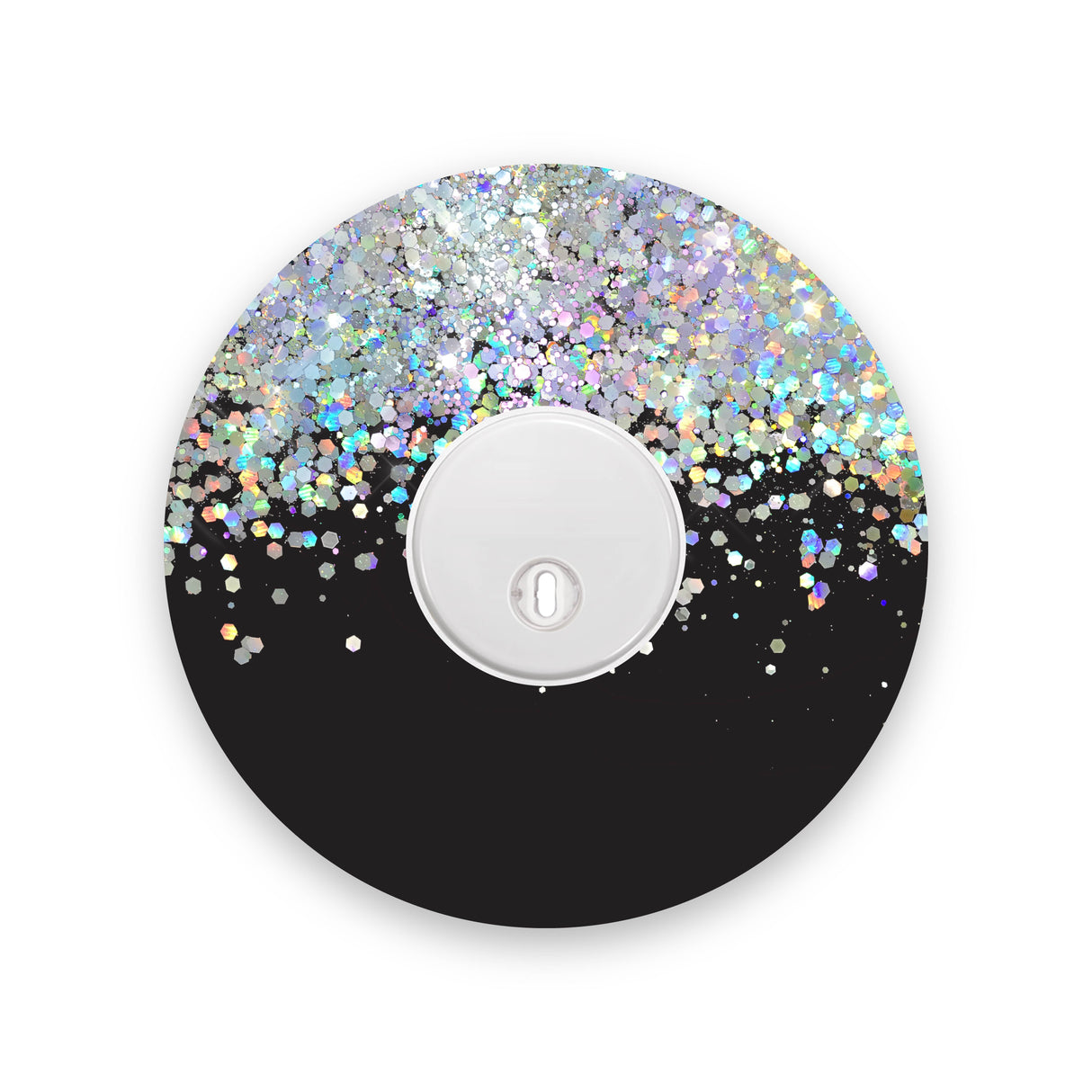 Black Printed Glitter Effect Freestyle Libre 3 Diabetes Patch with Silver Holographic Sparkle Sticker