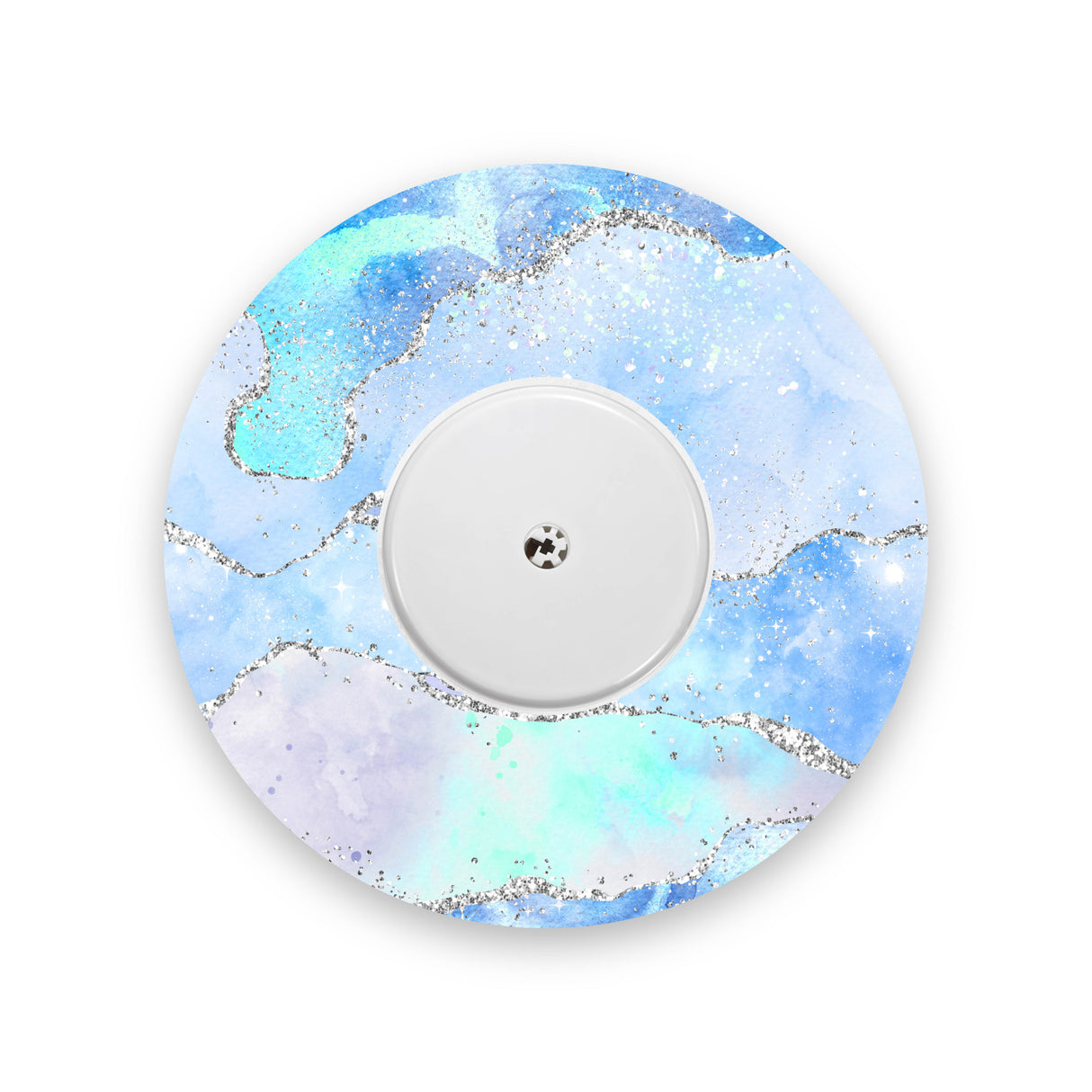 Blue Watercolour Silver Sparkle Effect Freestyle Libre 2 Diabetes Patch
