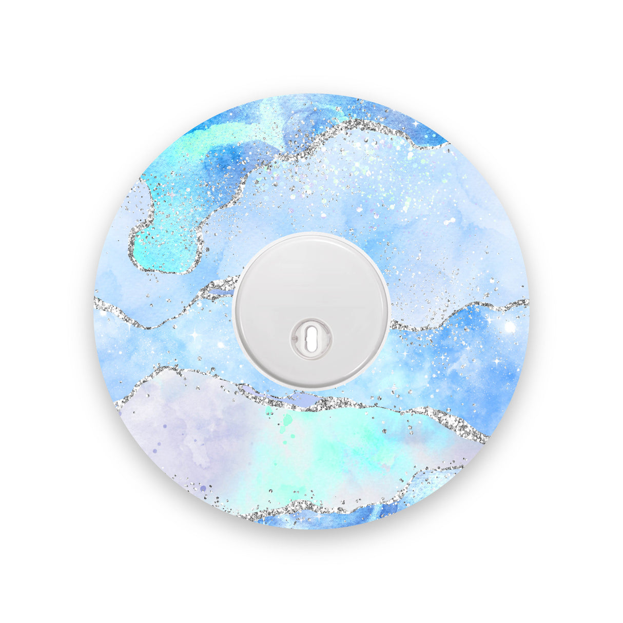 Blue Watercolour Silver Sparkle Effect Freestyle Libre 3 Diabetes Patch
