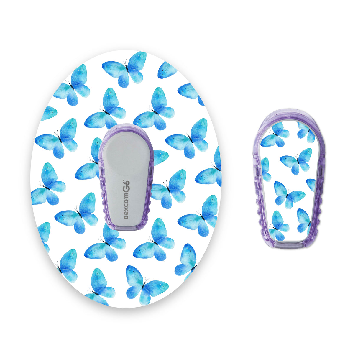 Blue Butterflies Dexcom G6 Diabetes Patch with Matching Vinyl Centre Sticker