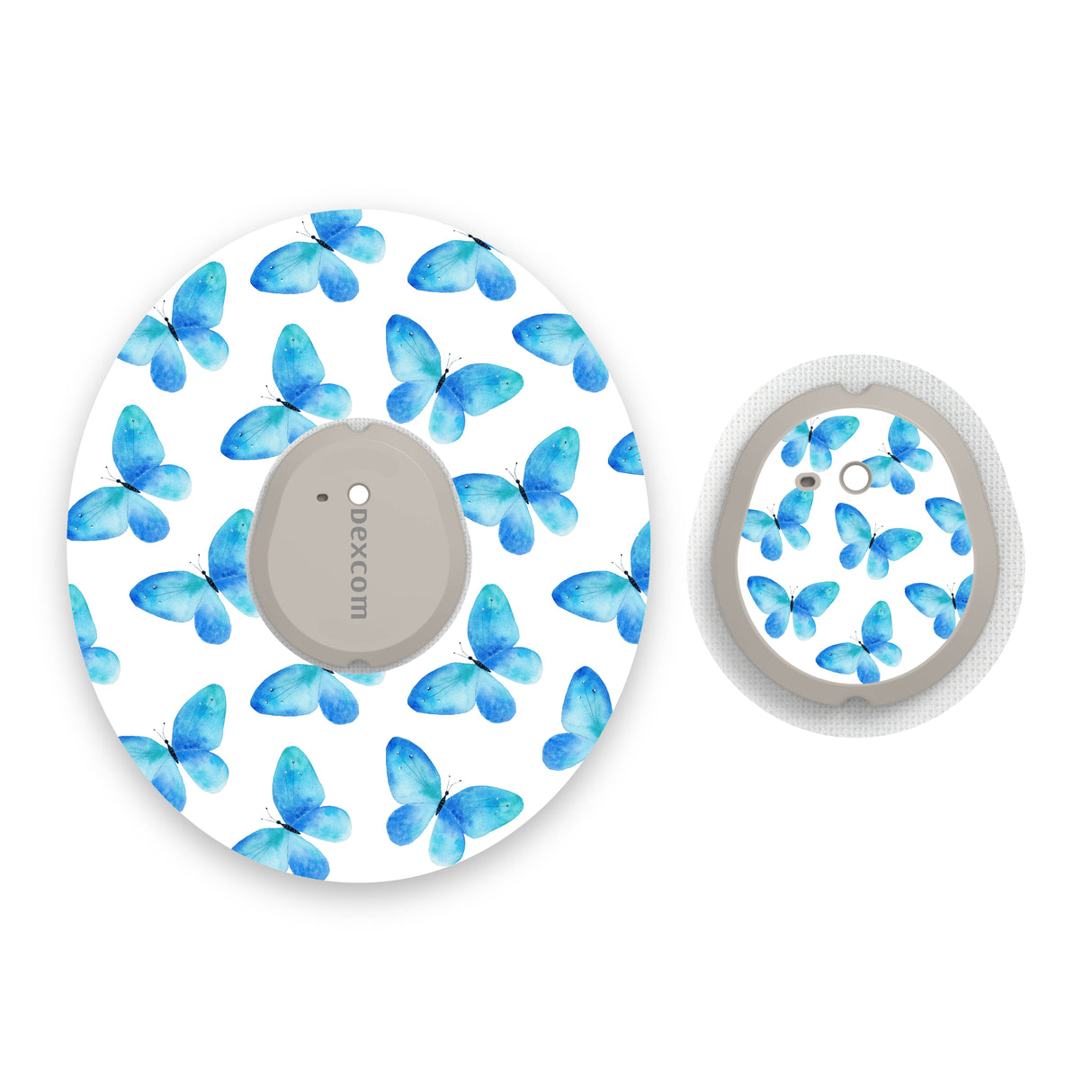 Blue Butterflies Dexcom G7 Diabetes Patch with Matching Vinyl Centre Sticker