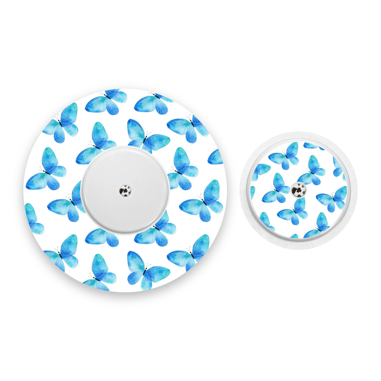 Blue Butterflies Freestyle Libre 2 Diabetes Patch with Matching Vinyl Centre Sticker