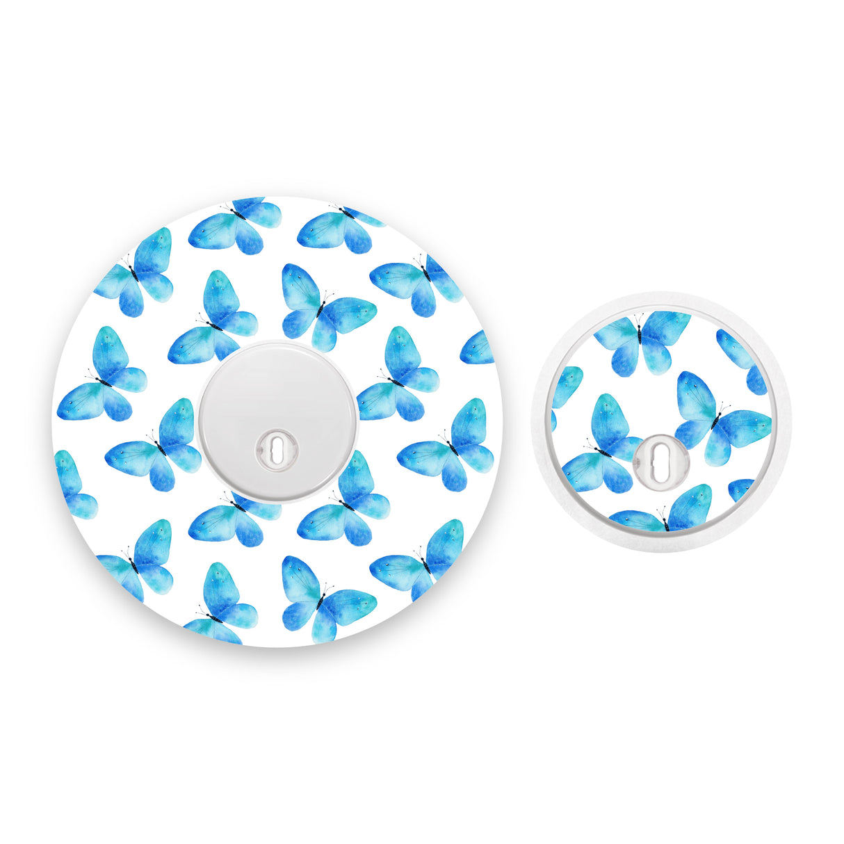 Blue Butterflies Freestyle Libre 3 Diabetes Patch with Matching Vinyl Centre Sticker