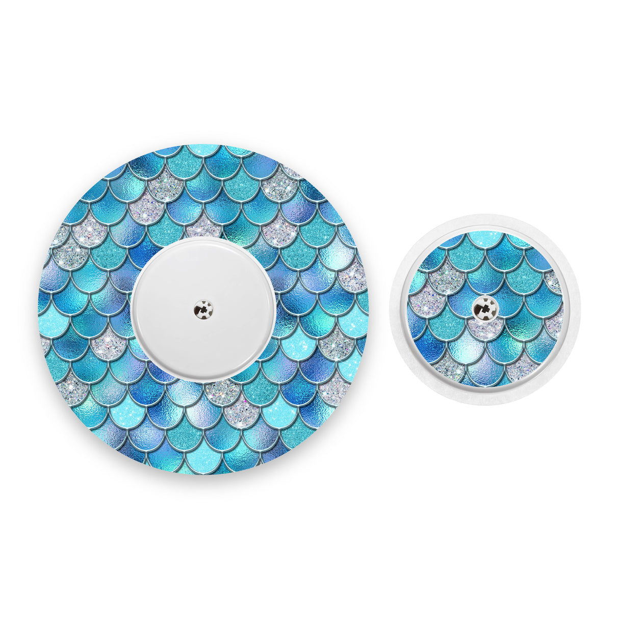 Blue Mermaid Scales Freestyle Libre 2 Diabetes Patch with Matching Vinyl Centre Sticker