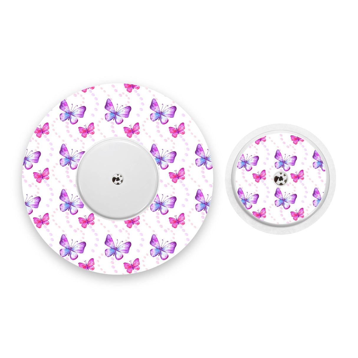Purple & Pink Butterflies Freestyle Libre 2 Diabetes Patch with Matching Vinyl Centre Sticker