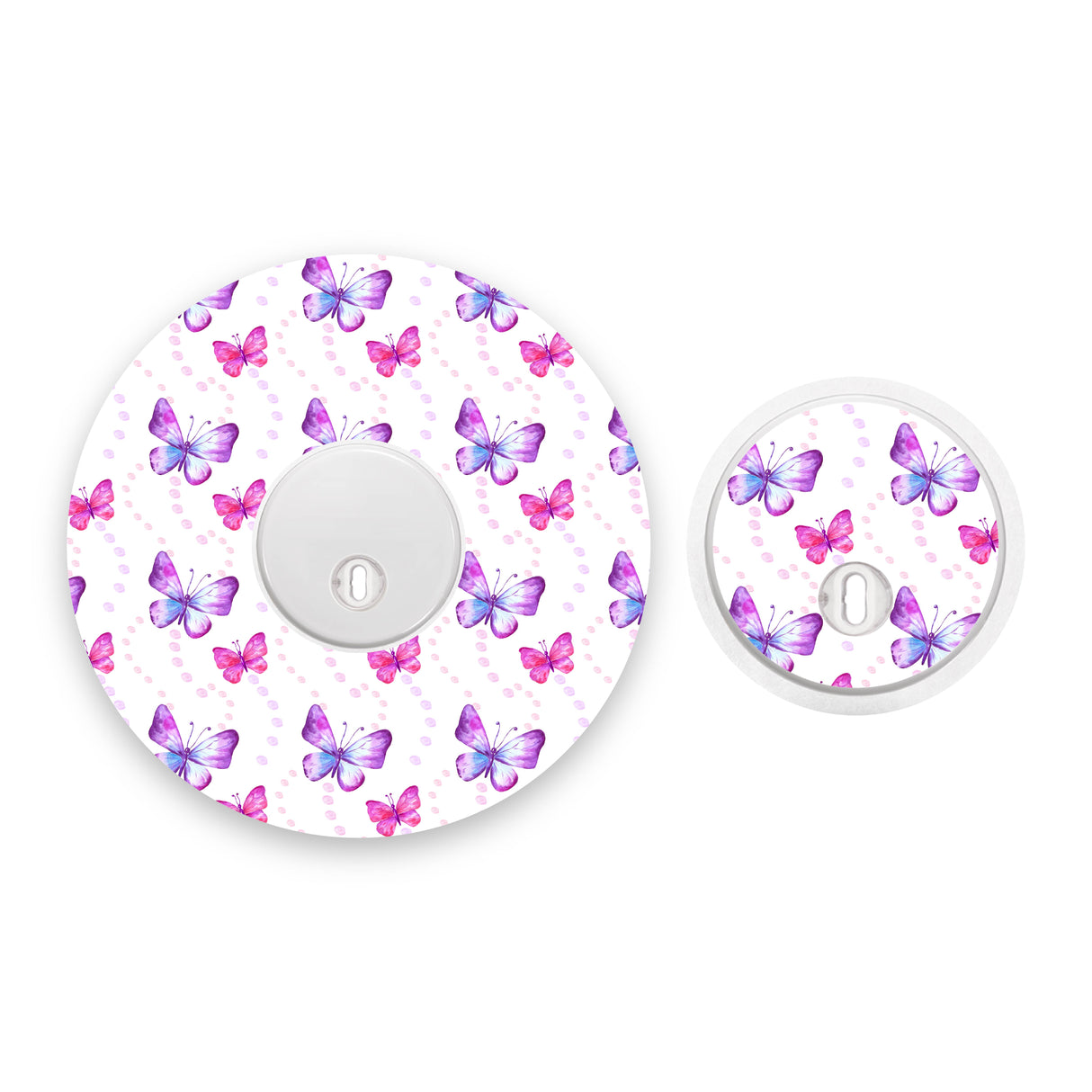 Purple & Pink Butterflies Freestyle Libre 3 Diabetes Patch with Matching Vinyl Centre Sticker