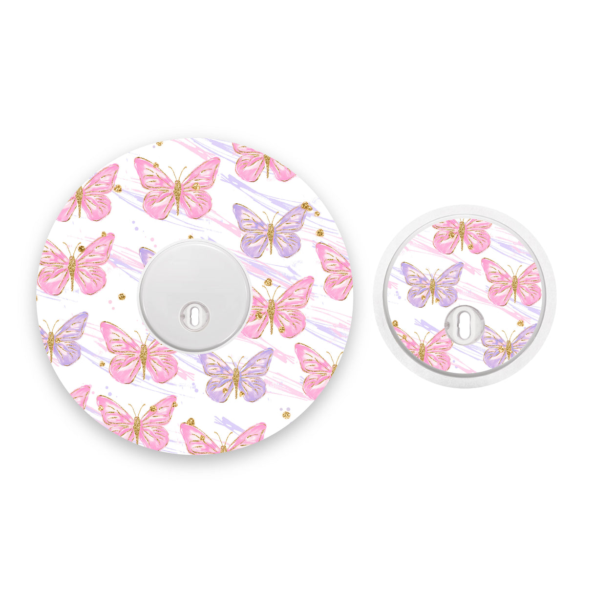 Pink & Lilac Butterflies Freestyle Libre 3 Diabetes Patch with Matching Vinyl Centre Sticker