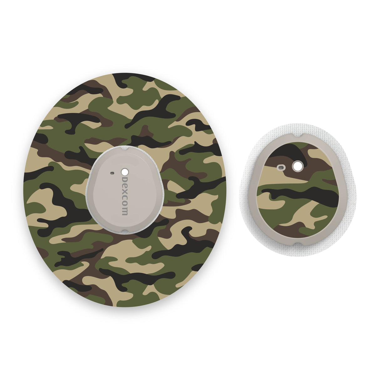 Classic Camouflage Dexcom G7 Diabetes Patch with Matching Vinyl Centre Sticker