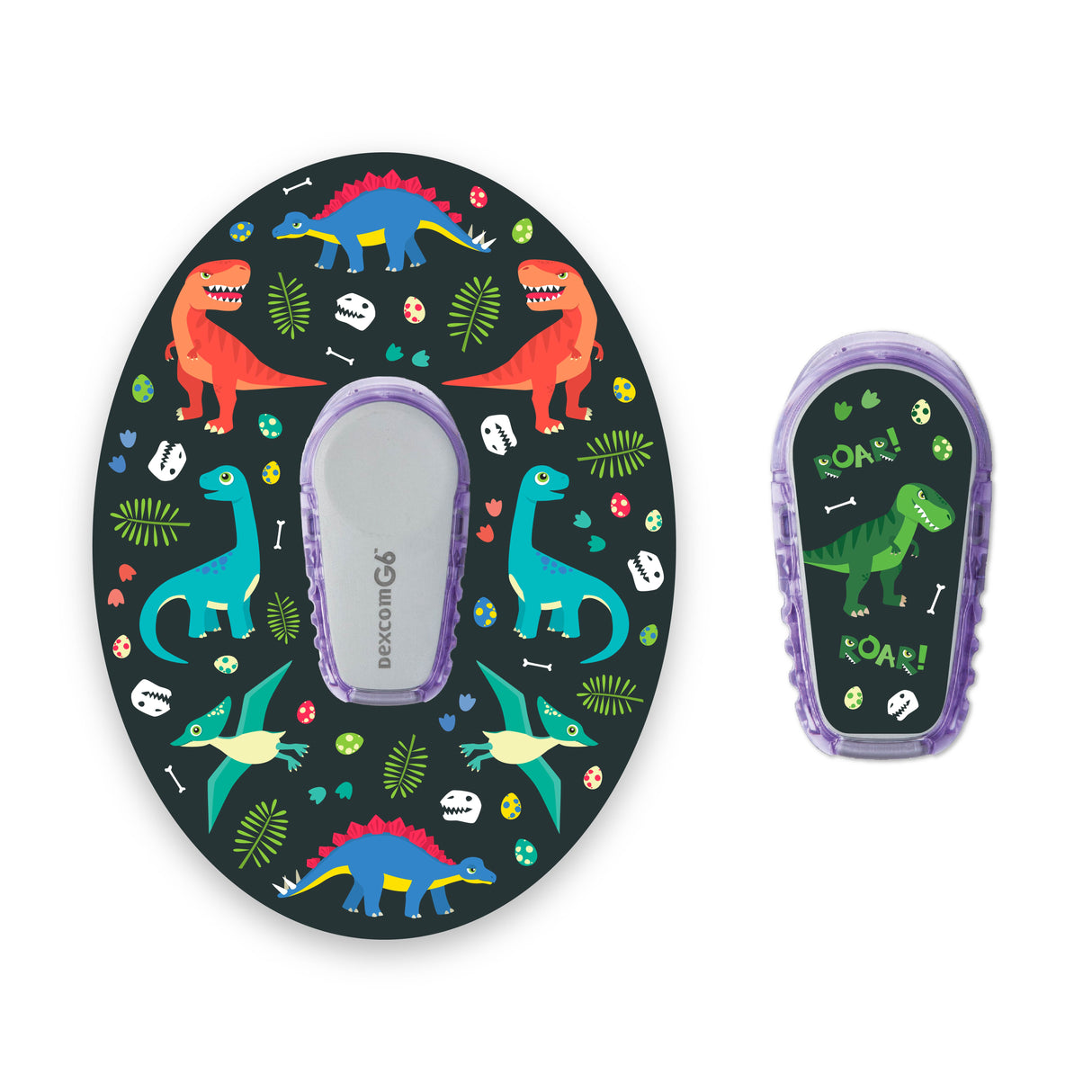 Dinosaur Dexcom G6 Diabetes Patch with Matching Vinyl Centre Sticker
