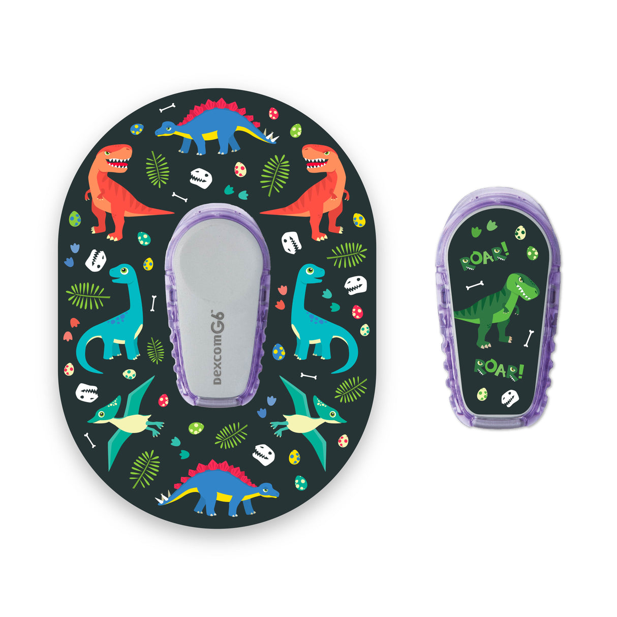 Dinosaur Dexcom G6 Diabetes Patch with Matching Vinyl Centre Sticker