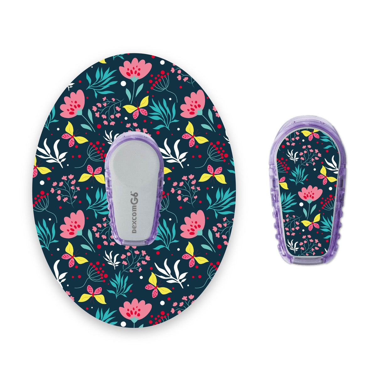 Floral Butterflies Dexcom G6 Diabetes Patch with Matching Vinyl Centre Sticker