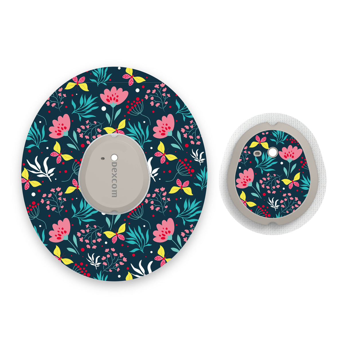 Floral Butterflies Dexcom G7 Diabetes Patch with Matching Vinyl Centre Sticker