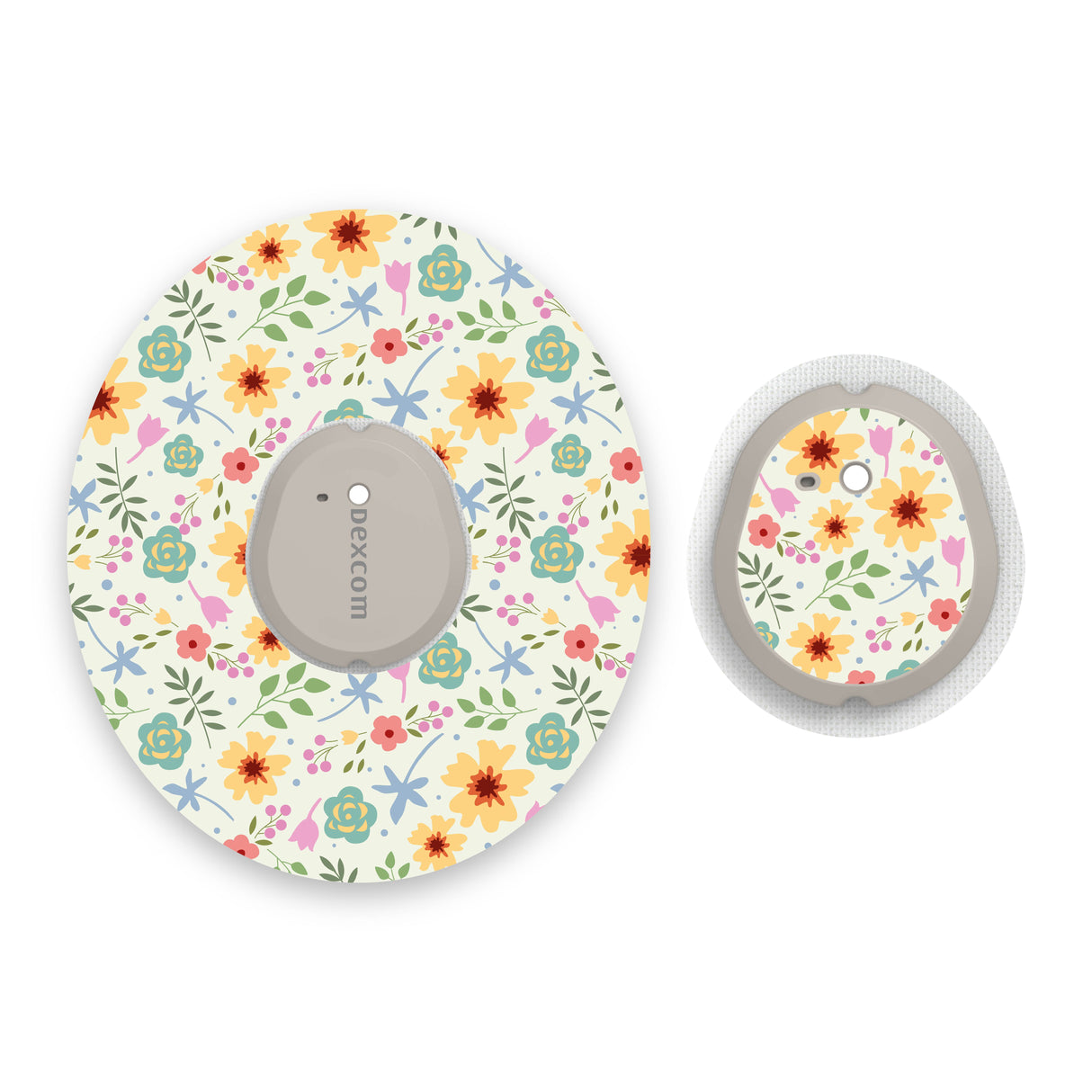 Yellow Flowers Dexcom G7 Diabetes Patch with Matching Vinyl Centre Sticker