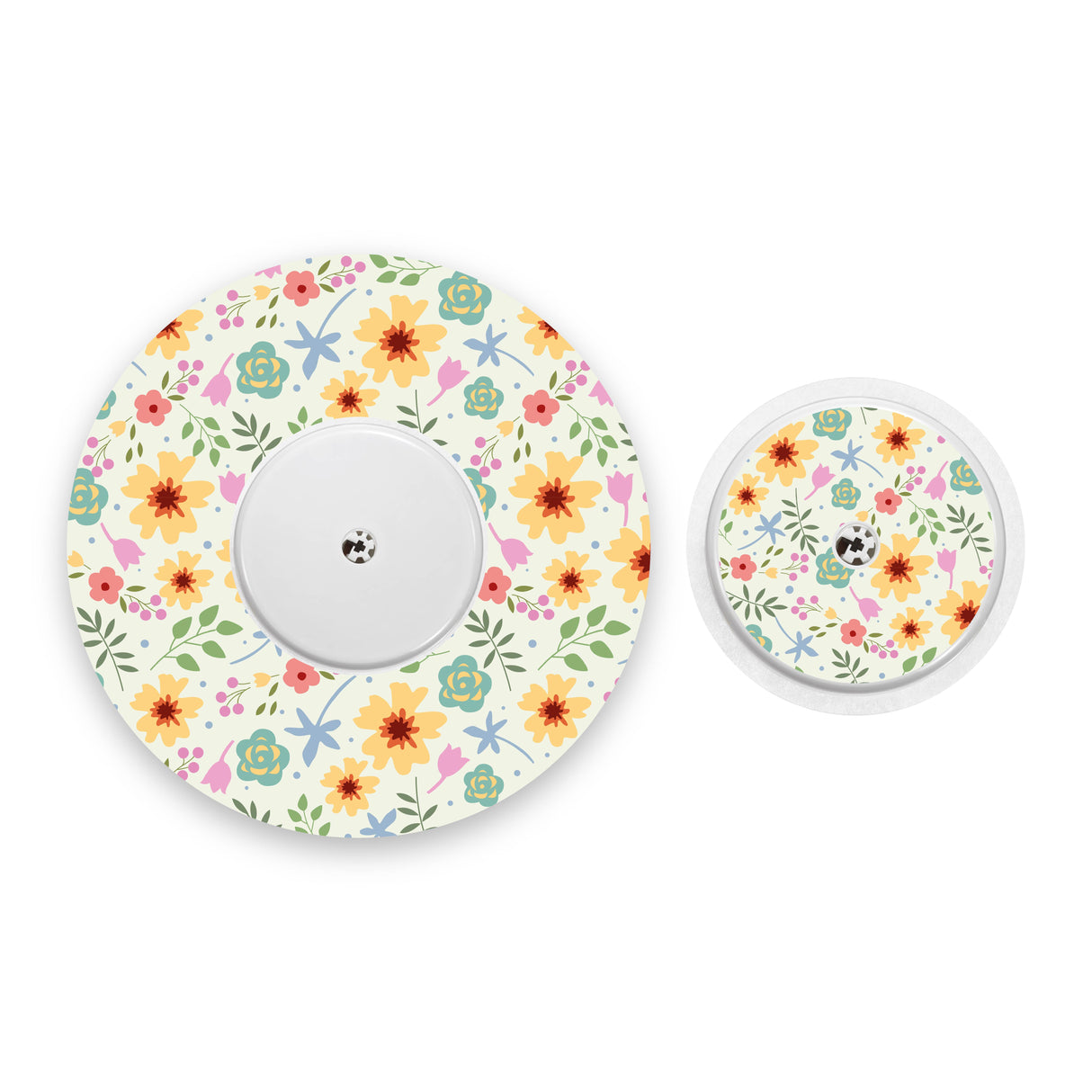 Yellow Flowers Freestyle Libre 2 Diabetes Patch with Matching Vinyl Centre Sticker