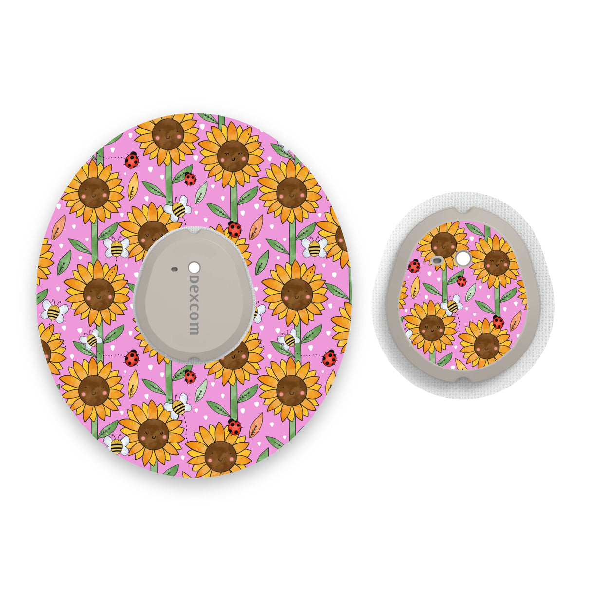 Happy Sunflowers Dexcom G7 Diabetes Patch with Matching Vinyl Centre Sticker