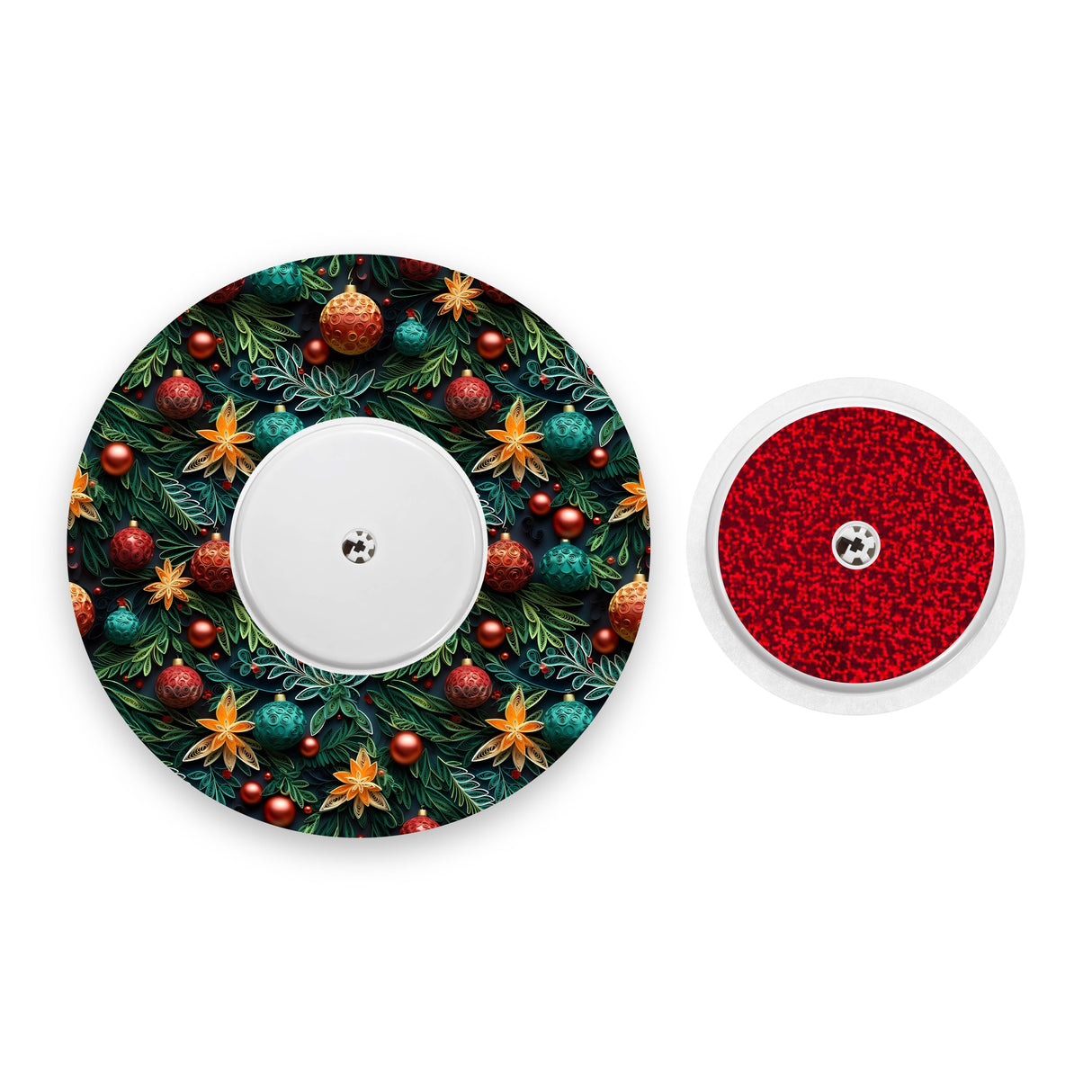 Christmas Tree Effect Freestyle Libre 2 Diabetes Patch with Red Holographic Sparkle Sticker