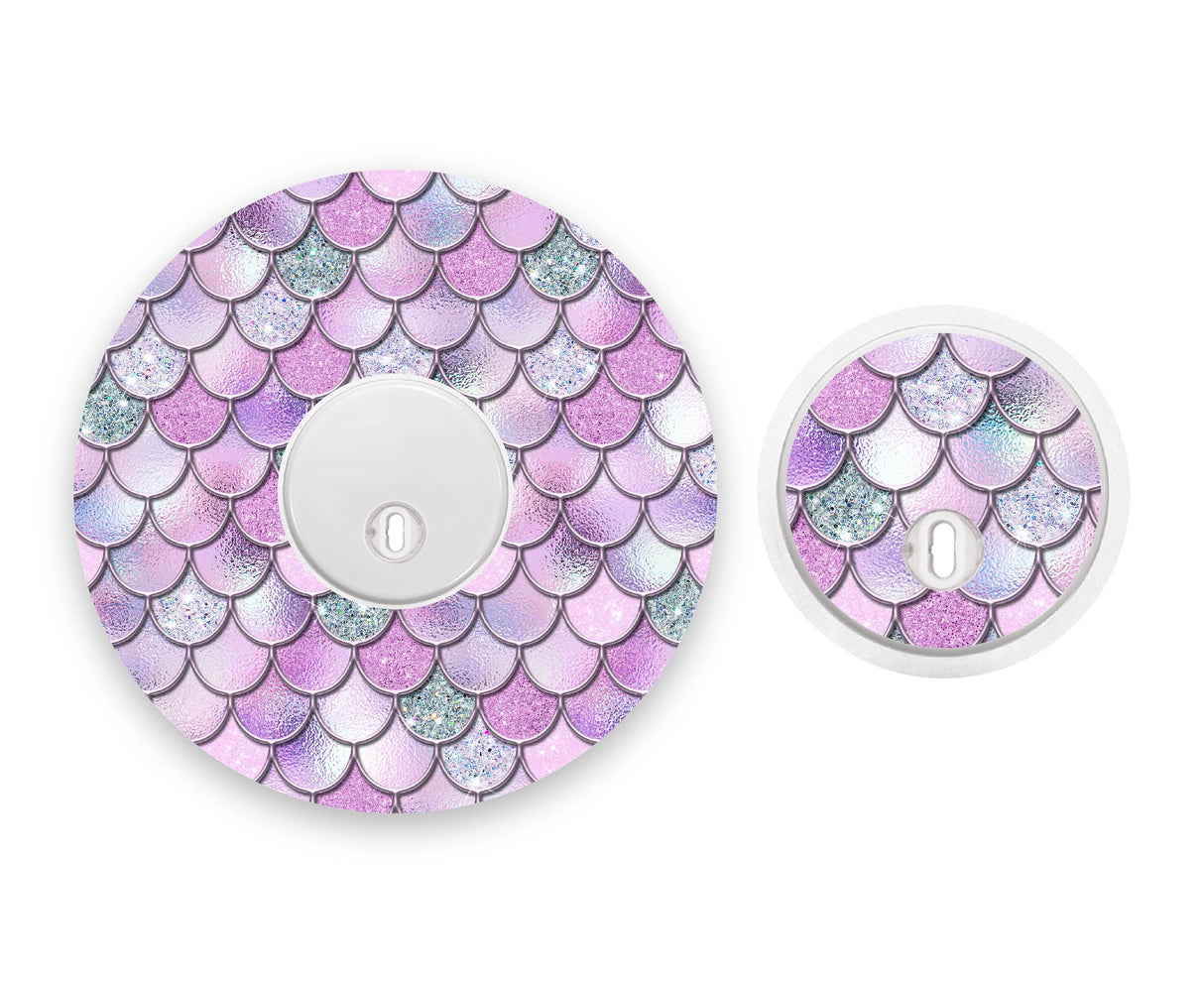 Lilac Mermaid Scales Freestyle Libre 3 Diabetes Patch with Matching Vinyl Centre Sticker