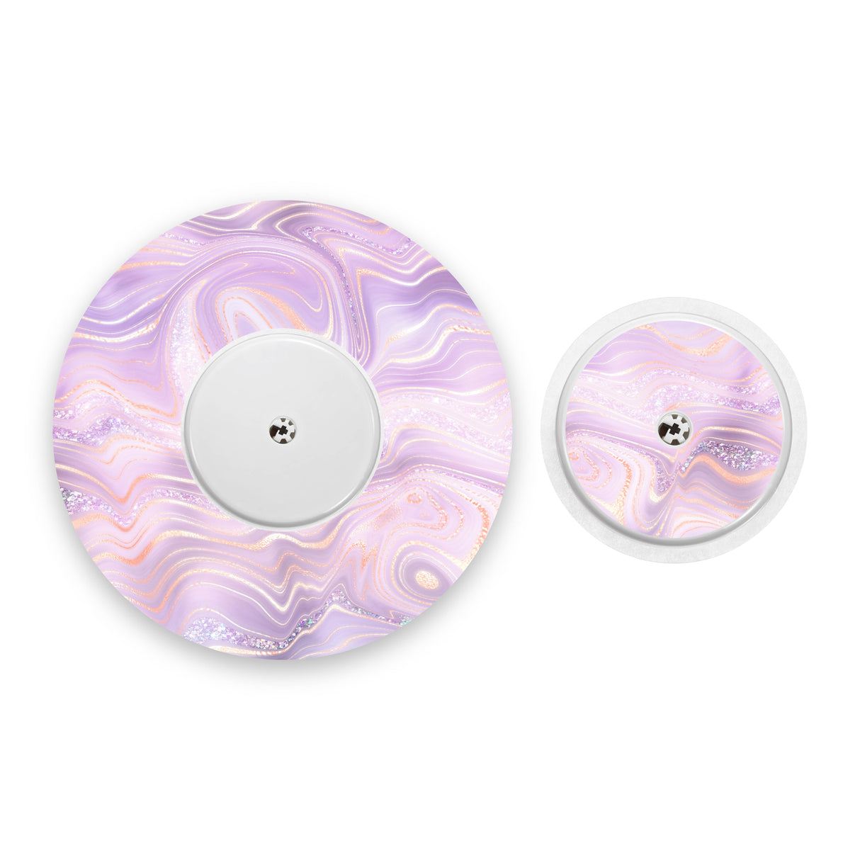 Lilac Marble Sparkle Effect Freestyle Libre 2 Diabetes Patch with Matching Vinyl Centre Sticker