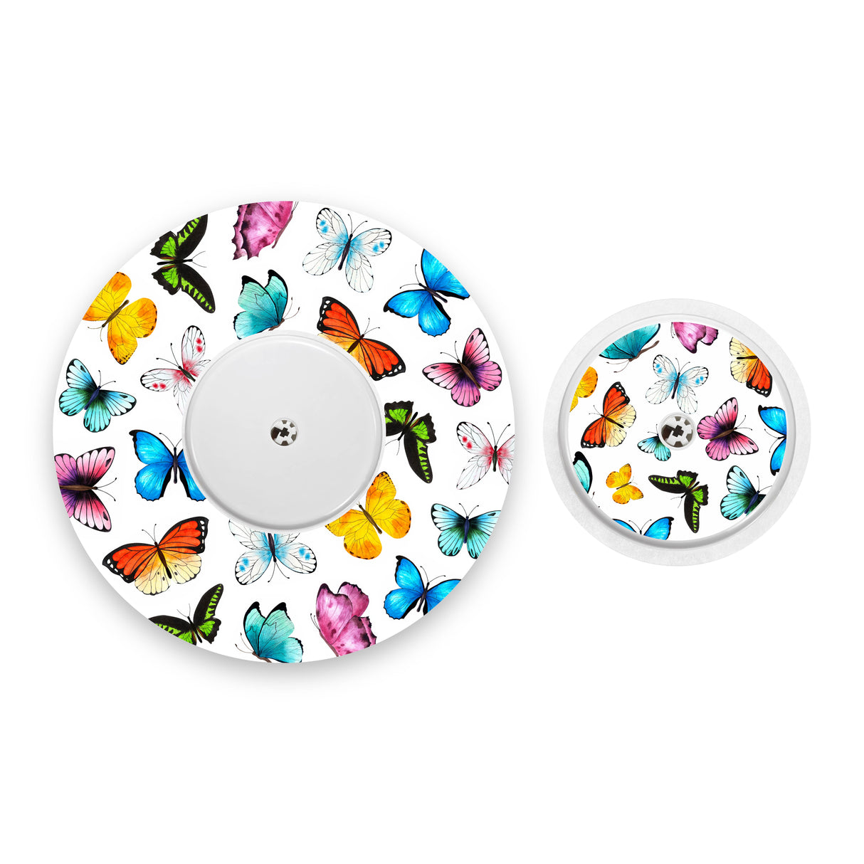Multicoloured Butterflies Freestyle Libre 2 Diabetes Patch with Matching Vinyl Centre Sticker