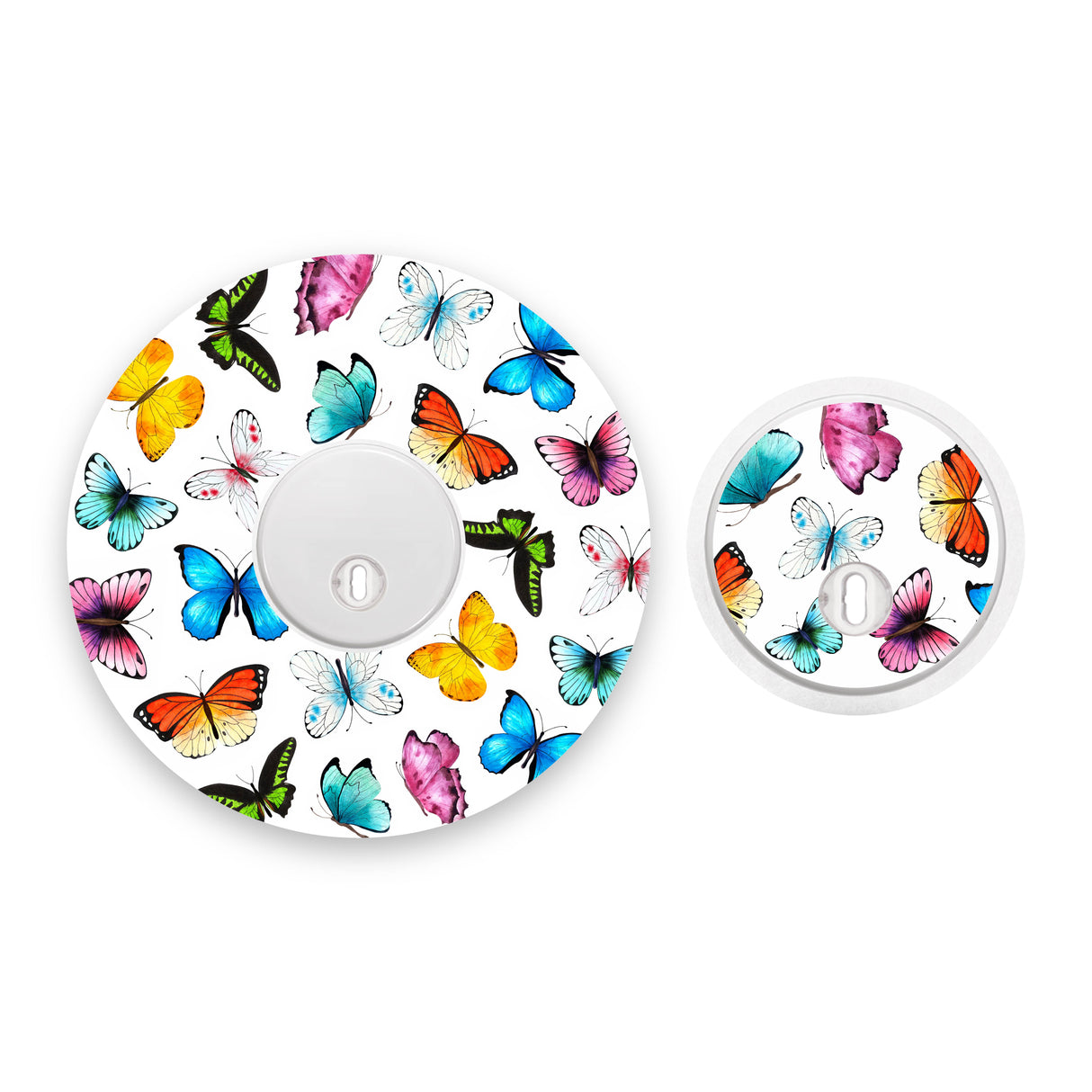 Multicoloured Butterflies Freestyle Libre 3 Diabetes Patch with Matching Vinyl Centre Sticker