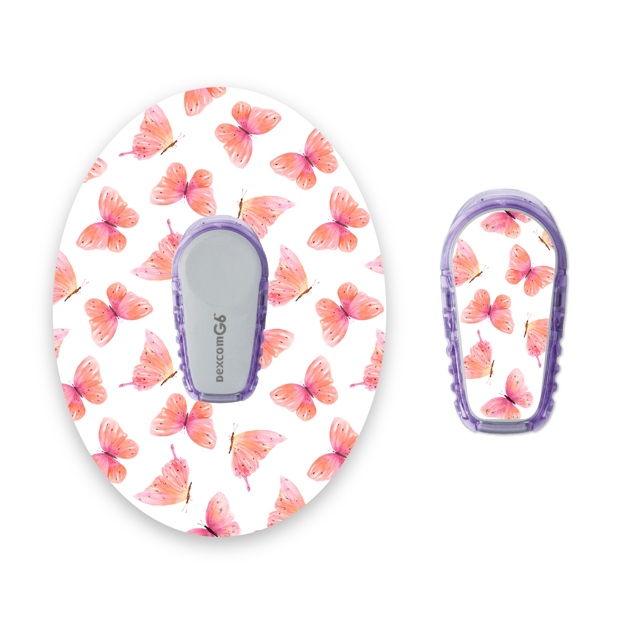 Pink Butterflies Dexcom G6 Diabetes Patch with Matching Vinyl Centre Sticker