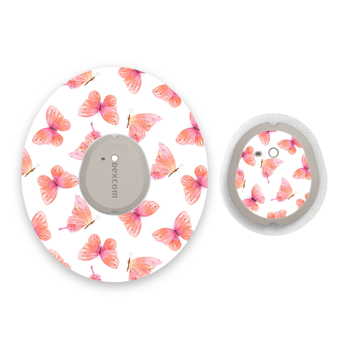 Pink Butterflies Dexcom G7 Diabetes Patch with Matching Vinyl Centre Sticker