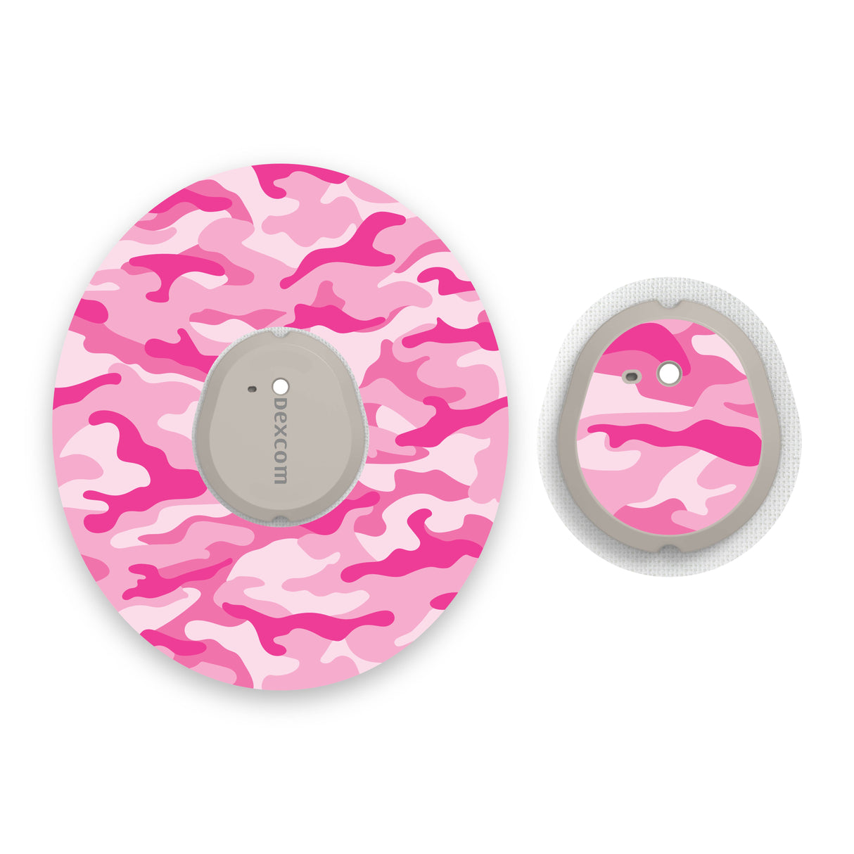 Pink Camouflage Dexcom G7 Diabetes Patch with Matching Vinyl Centre Sticker