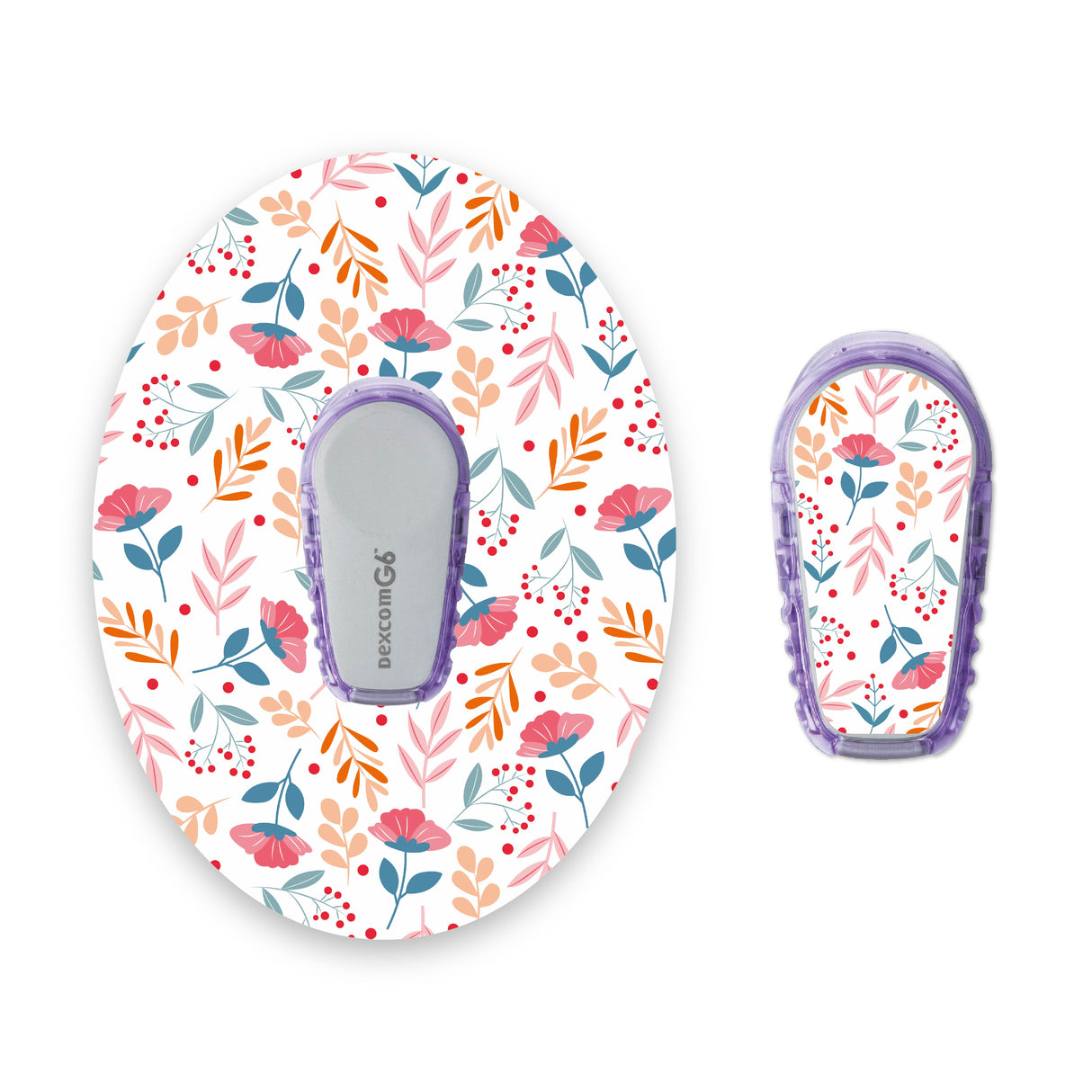 Pink Flowers Dexcom G6 Diabetes Patch with Matching Vinyl Centre Sticker