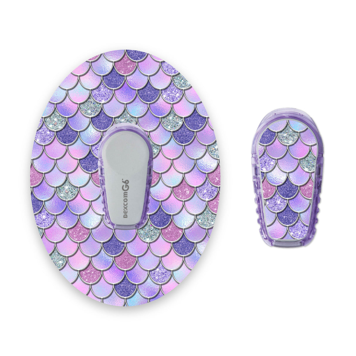 Purple Mermaid Scales Dexcom G6 Diabetes Patch with Matching Vinyl Centre Sticker