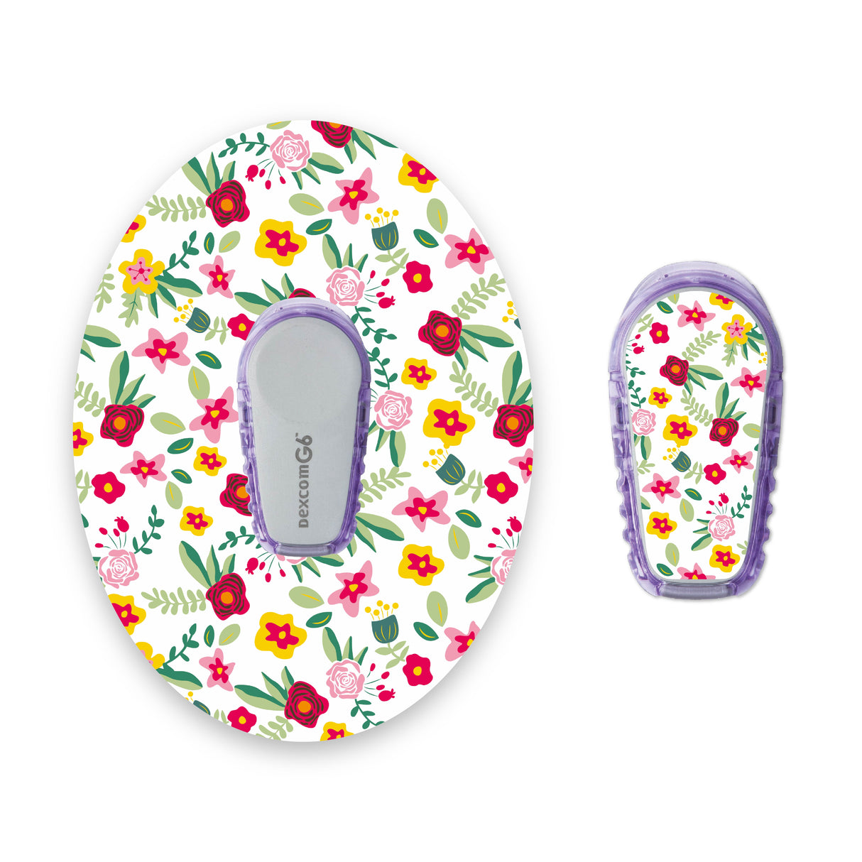 Rose Flowers Dexcom G6 Diabetes Patch with Matching Vinyl Centre Sticker