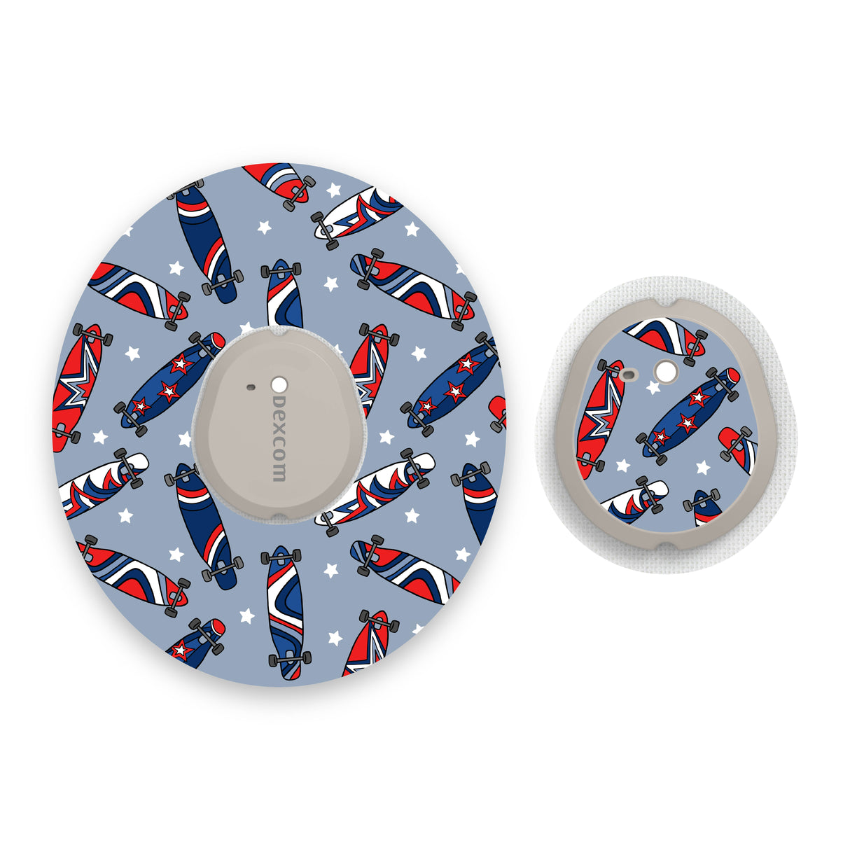 Skateboard Dexcom G7 Diabetes Patch with Matching Vinyl Centre Sticker