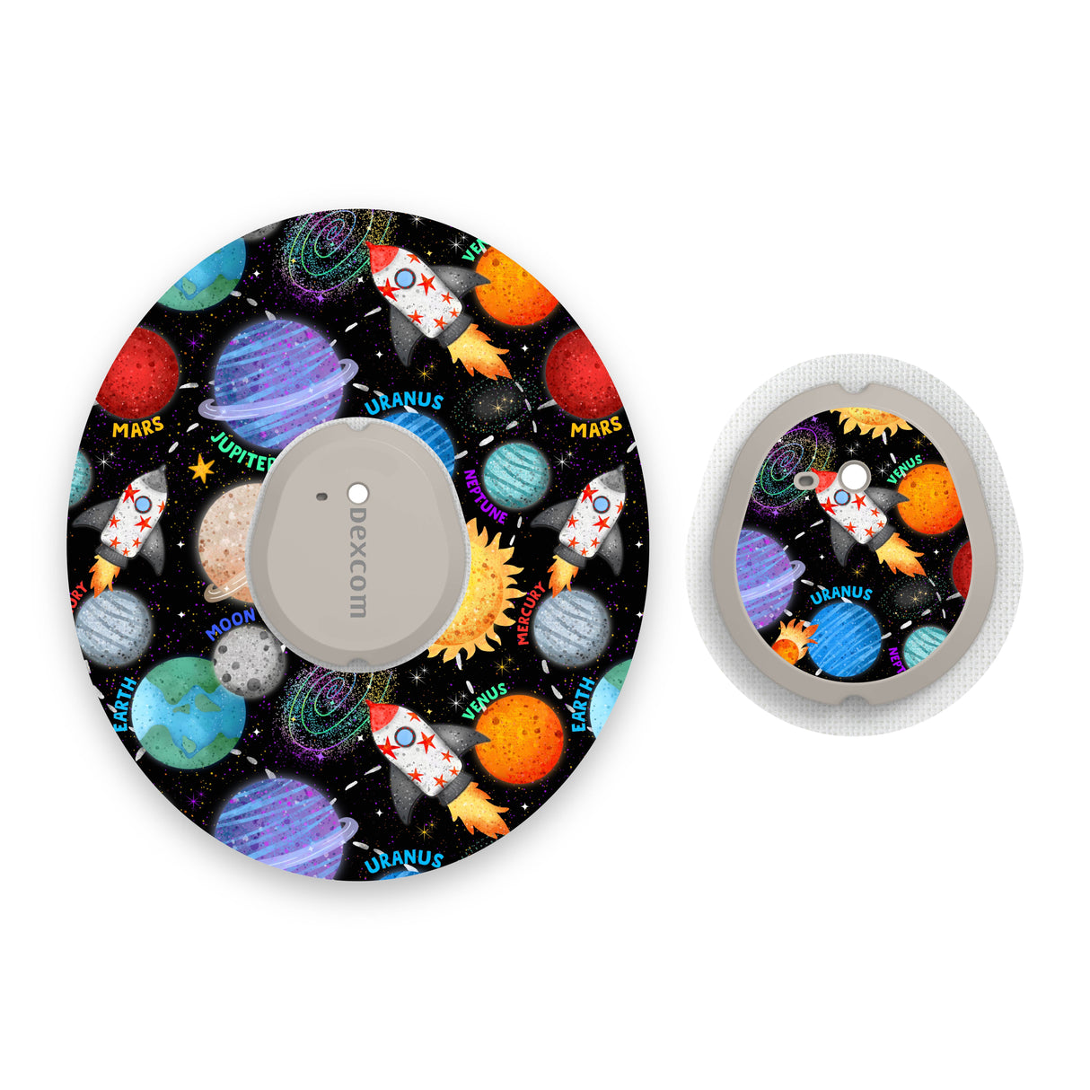 Solar System Dexcom G7 Diabetes Patch with Matching Vinyl Centre Sticker