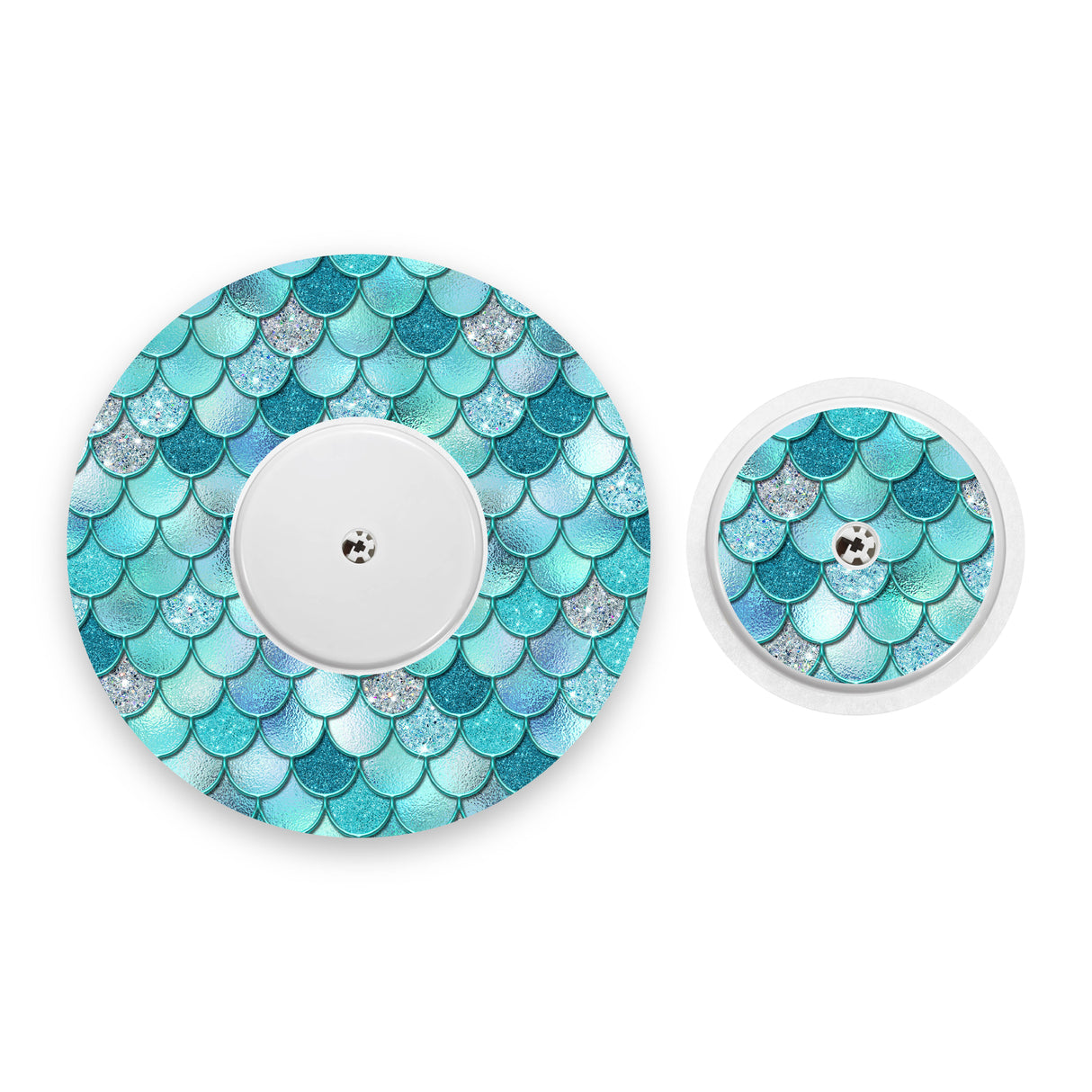 Turquoise Mermaid Scales Freestyle Libre 2 Diabetes Patch with Matching Vinyl Centre Sticker