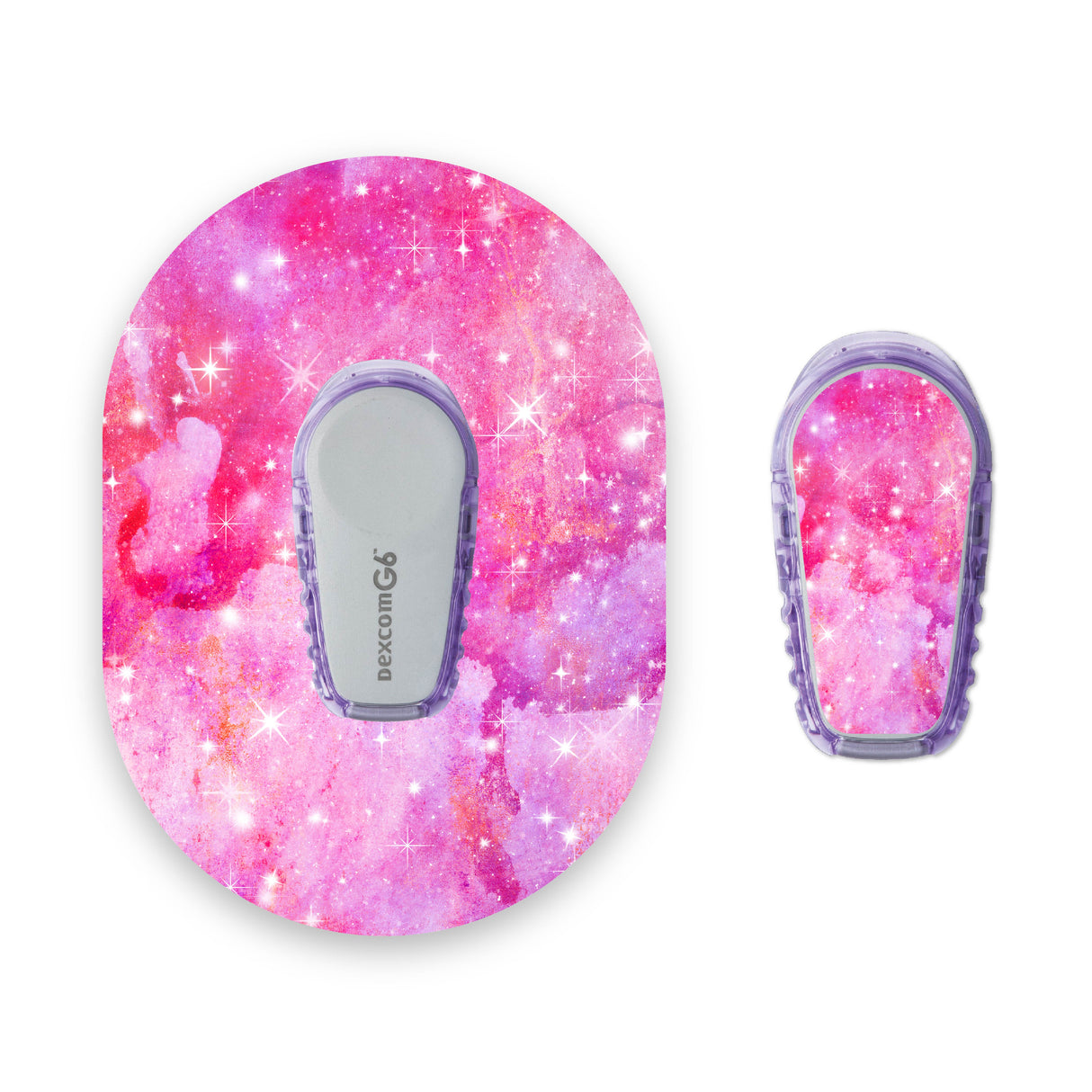 Pink Watercolour Dexcom G6 Diabetes Patch with Matching Vinyl Centre Sticker