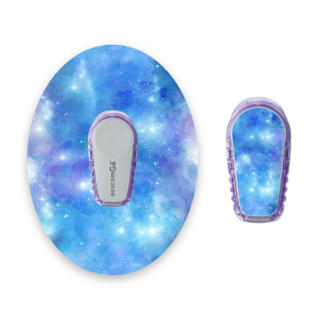 Blue Watercolour Dexcom G6 Diabetes Patch with Matching Vinyl Centre Sticker