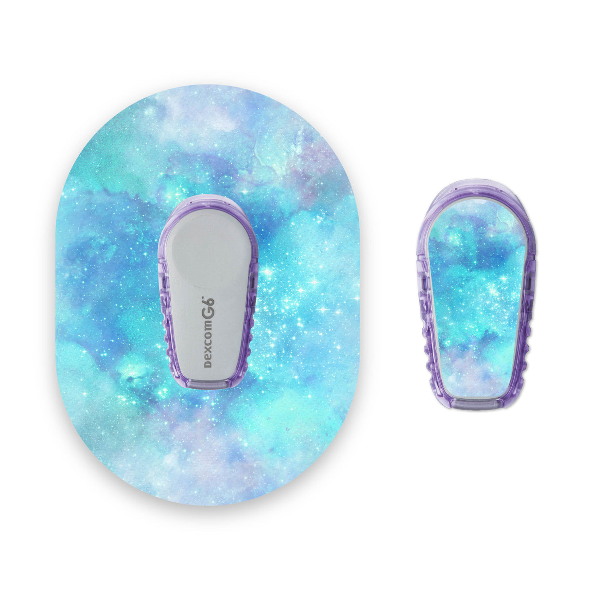 Turquoise Watercolour Dexcom G6 Diabetes Patch with Matching Vinyl Centre Sticker