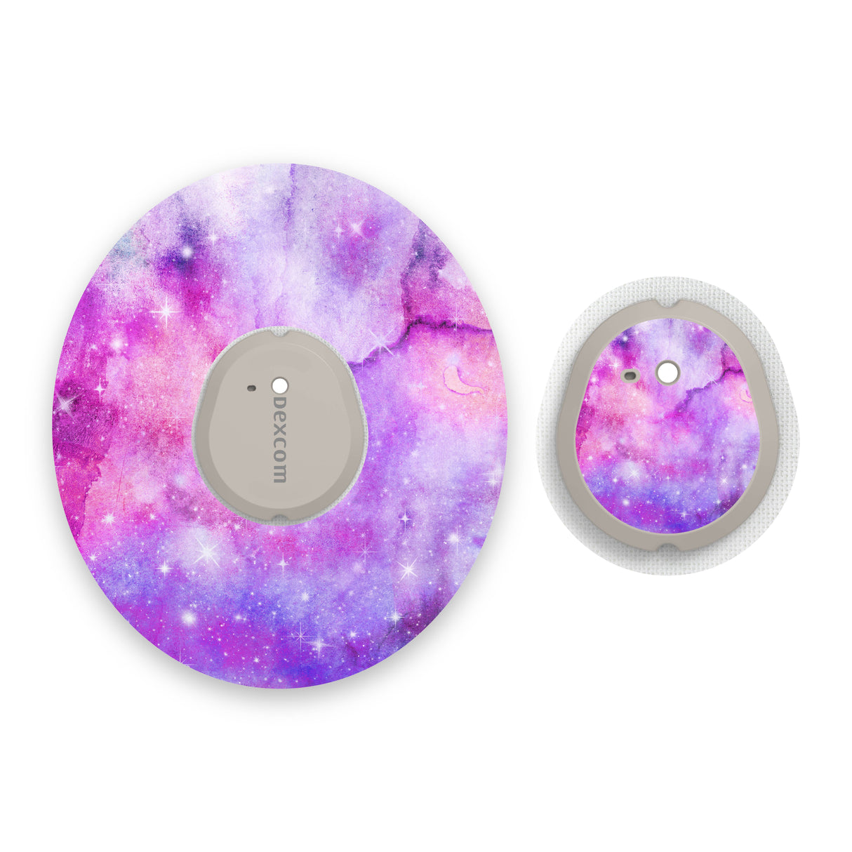 Purple Pink Watercolour Dexcom G7 Diabetes Patch with Matching Vinyl Centre Sticker