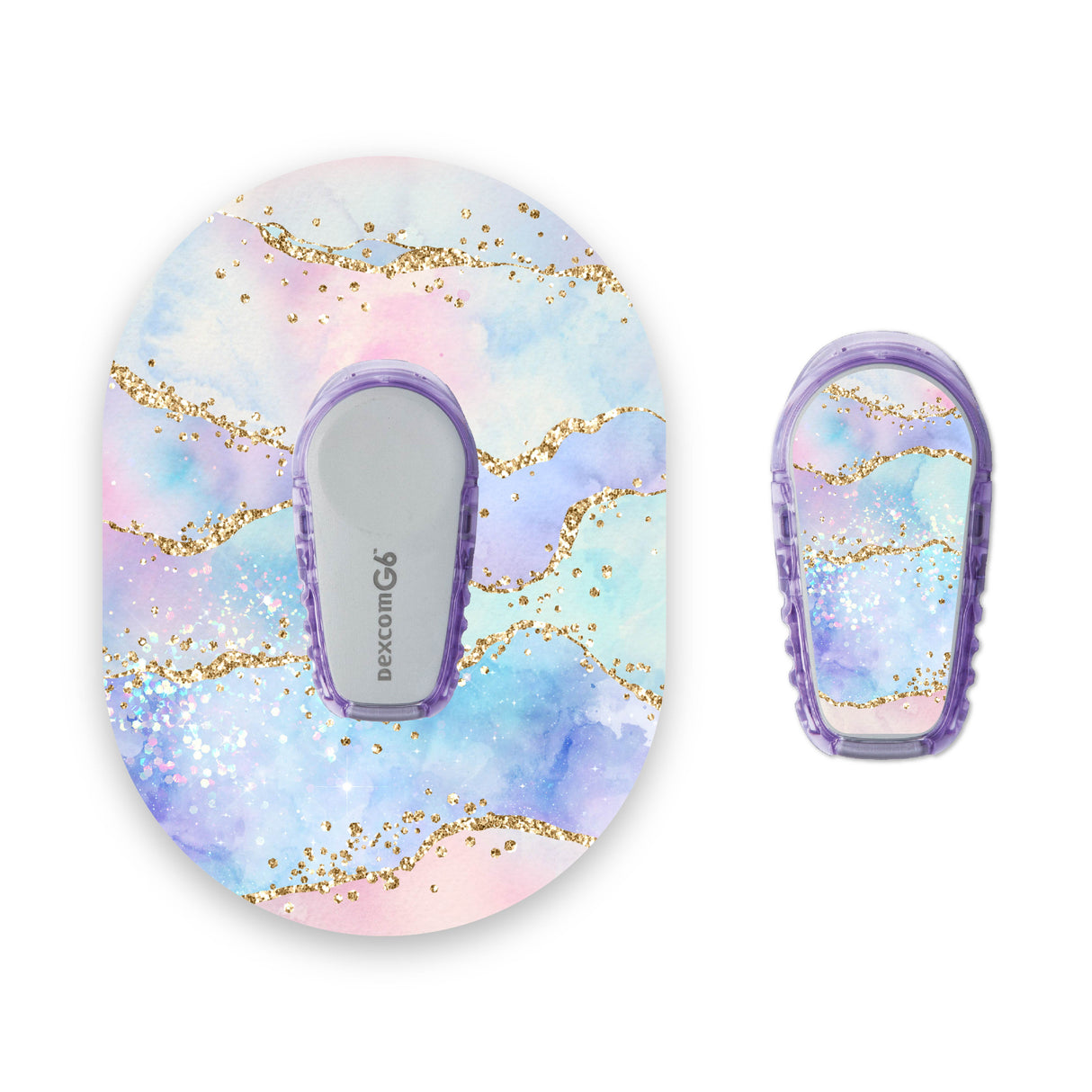 Watercolour Gold Sparkle Effect Dexcom G6 Diabetes Patch with Matching Vinyl Centre Sticker