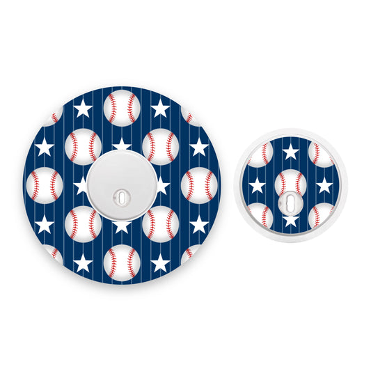 Baseball Freestyle Libre 3 Diabetes Patch with Matching Vinyl Centre Sticker