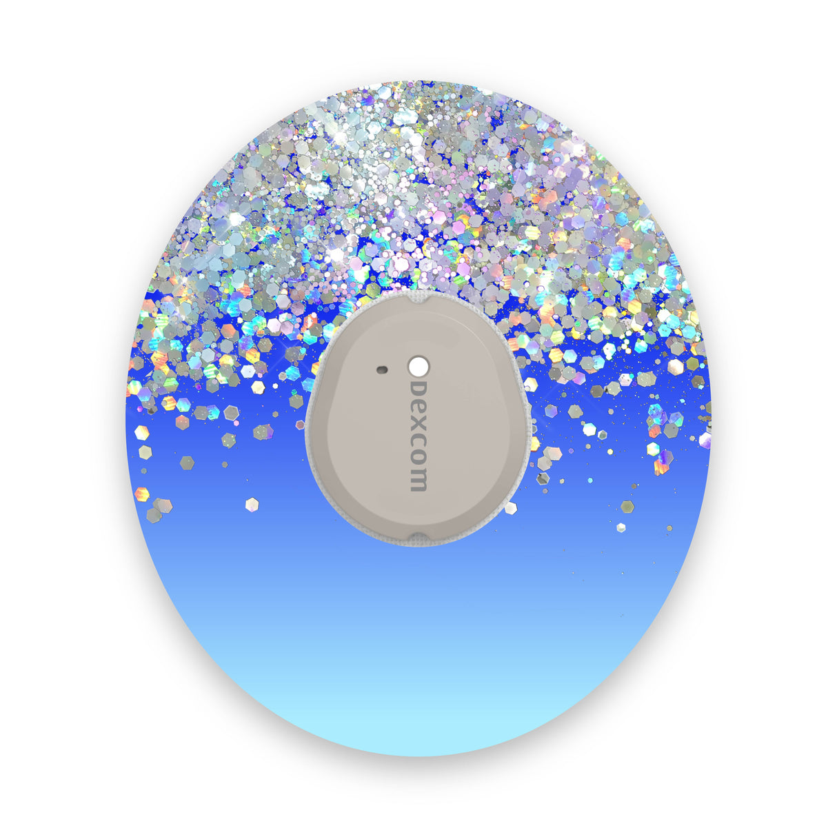 Blue Ombré Printed Glitter Effect Dexcom G7 Diabetes Patch