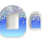 Blue Ombré Printed Glitter Effect Omnipod Diabetes Patch with Matching Vinyl Centre Sticker