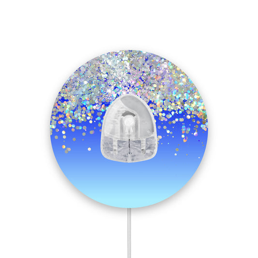 Blue Ombré Printed Glitter Effect Infusion Set Diabetes Patch
