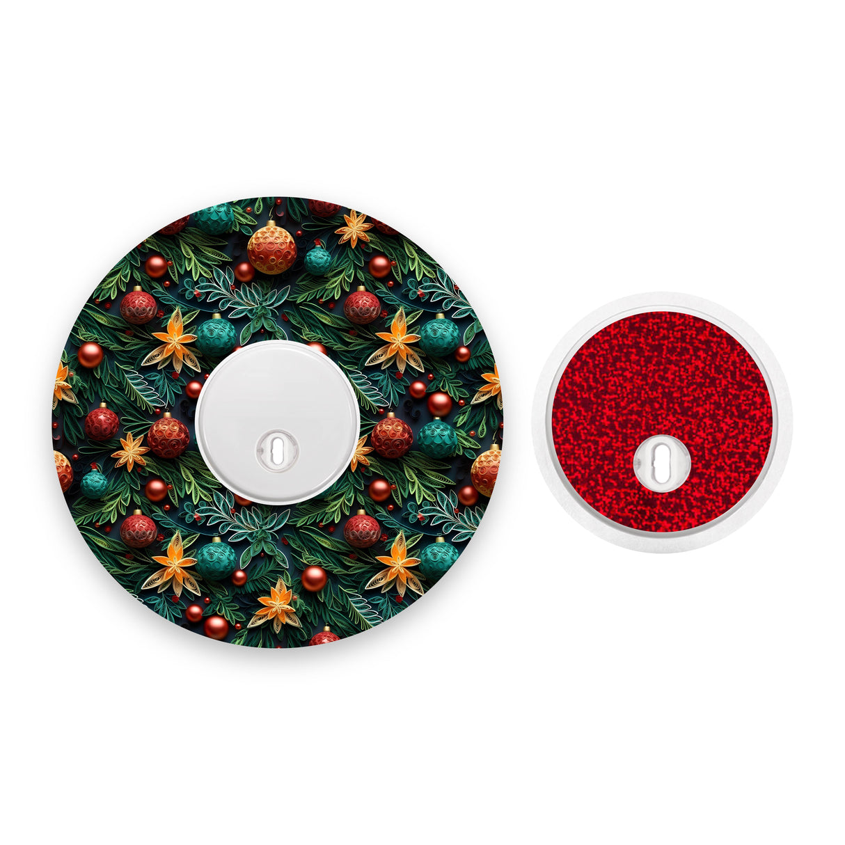 Christmas Tree Freestyle Libre 3 Diabetes Patch with Red Holographic Sparkle Sticker