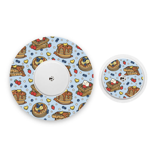 Cute Pancakes & Waffles Freestyle Libre 2 Diabetes Patch with Matching Vinyl Centre Sticker