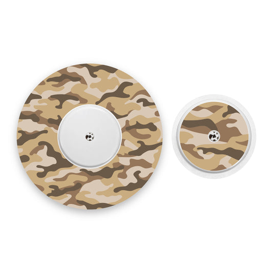 Desert Camouflage Freestyle Libre 2 Diabetes Patch with Matching Vinyl Centre Sticker